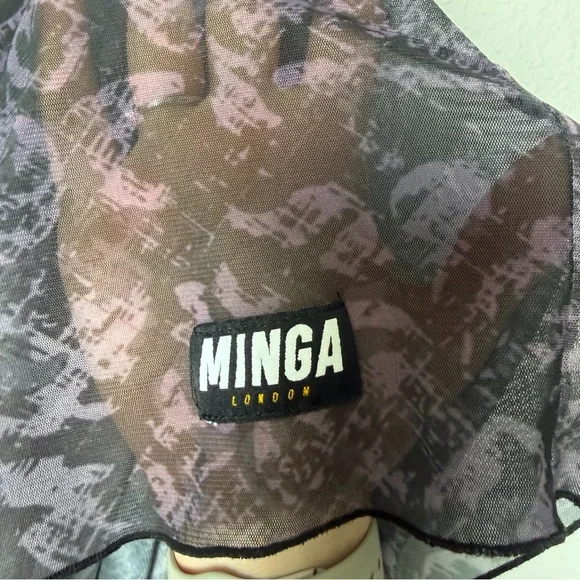 💜Minga London Sheer Mesh Slip Dress Purple Black Grunge Alt Fairy | Size L - Picture 4 of 12